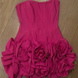 Blessed Beauty Ruffle Rosette Bandage Mini
Dress - Hot Pink